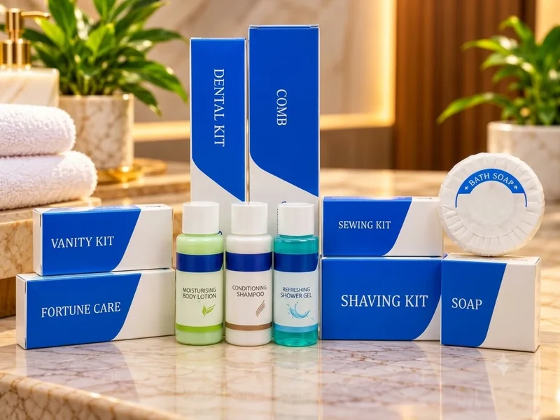 Custom printed white boxes for hotel guest kits and toiletries